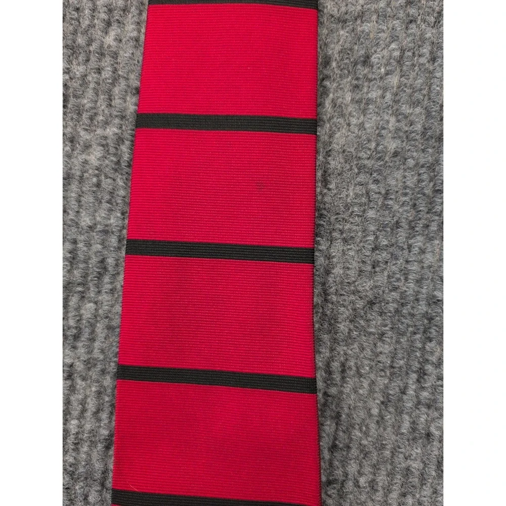 Vintage Brooks Brothers Makers Silk Tie Red W/ Black Stripe Made in USA